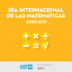 Ilustración los signos de sumar, multiplicar, dividir, restar, igual y raíz con texto que dice Día Internacional de las matemáticas 2020-2021 con la colaboración de Wiris y logo de Junior Report Aula