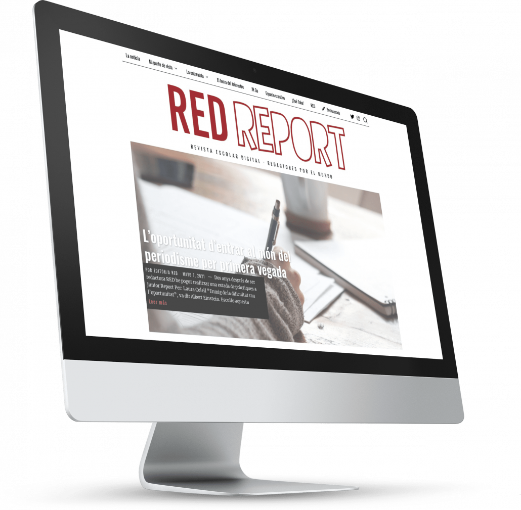 iMac amb la portada de RED Report, diari escolar del projecte Junior Report RED Revista Escolar Digital